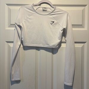 Gymshark training women’s long sleeve white crop top gym athletic size XS